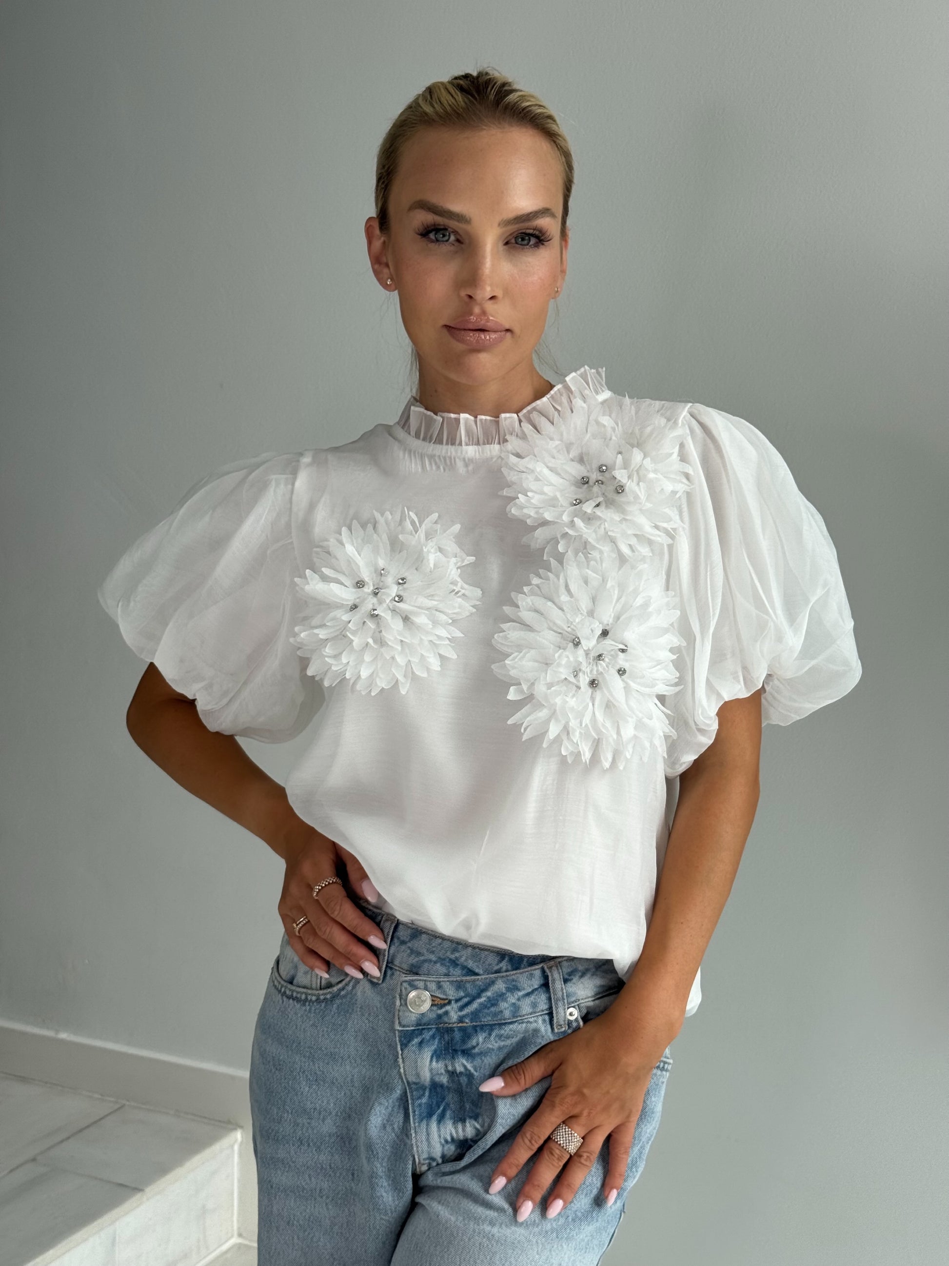 Bluse Élodie white bloom