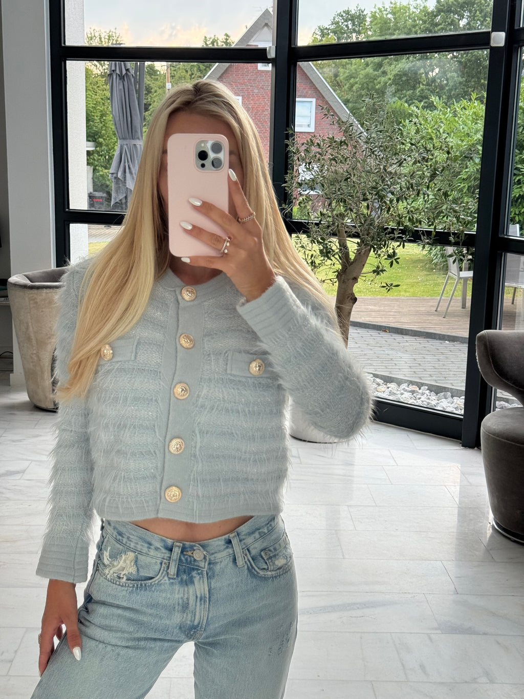 Cardigan Clara Soft Tweed Ice Blue