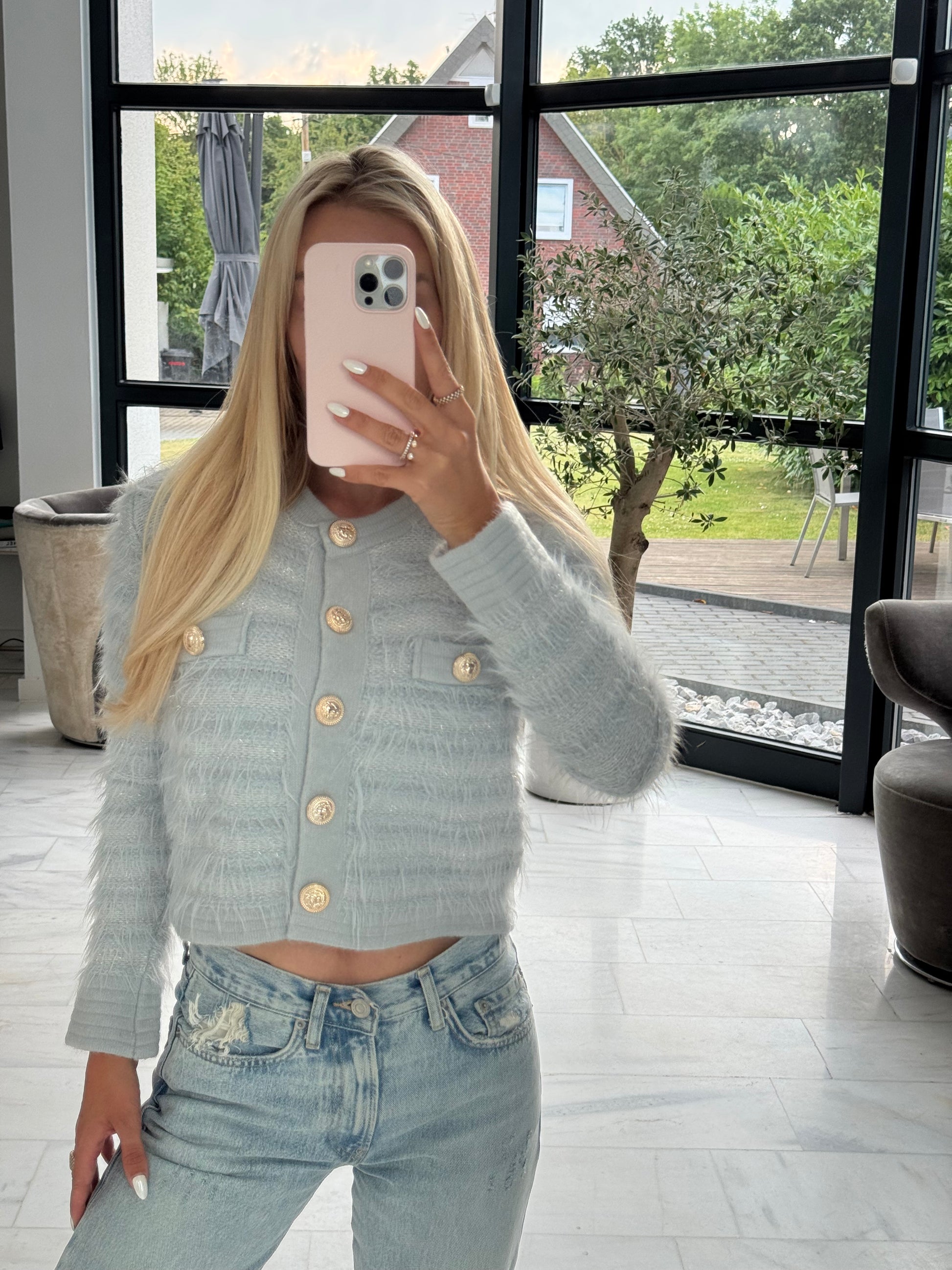 Cardigan Clara Soft Tweed Ice Blue