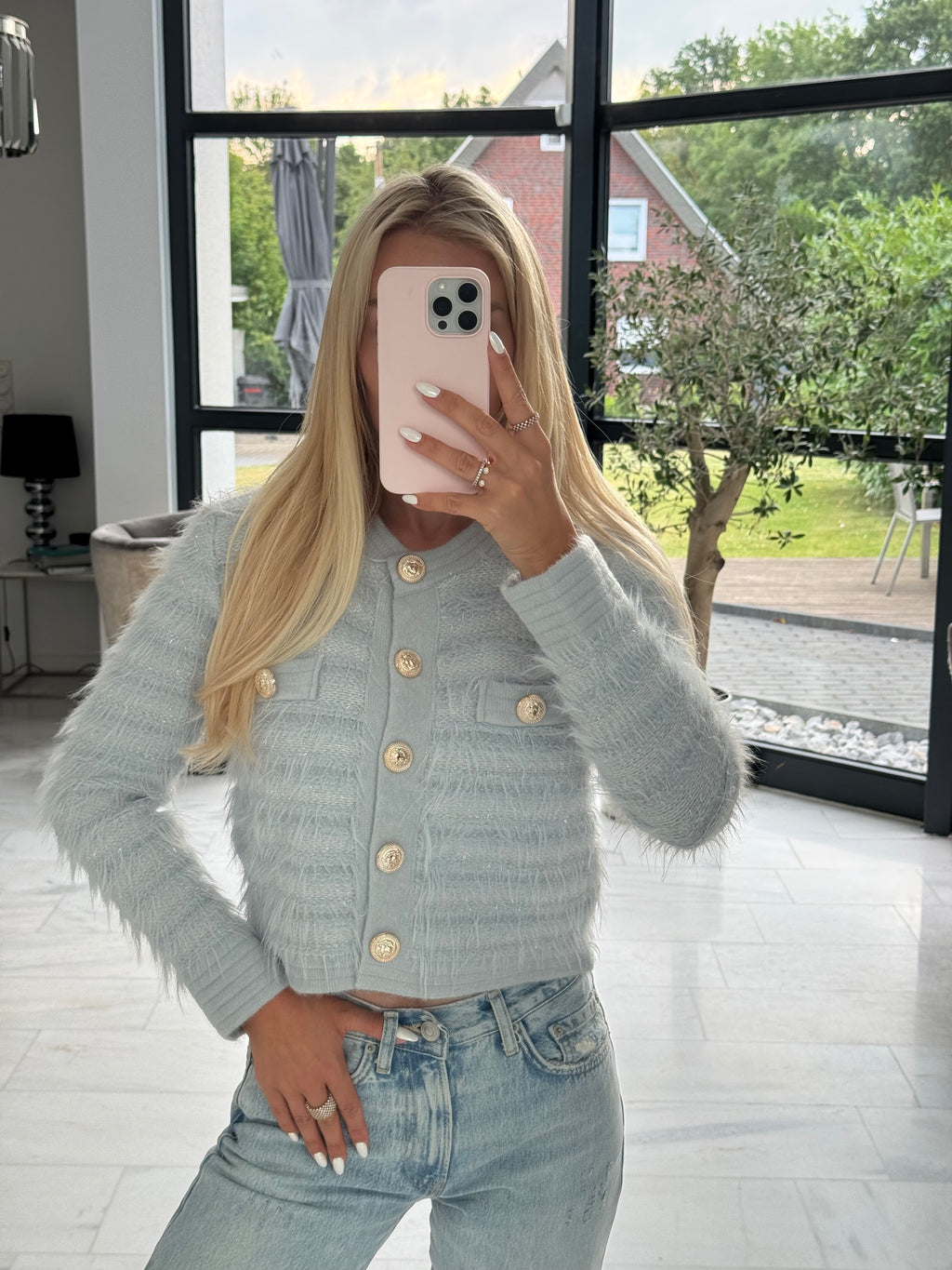 Cardigan Clara Soft Tweed Ice Blue