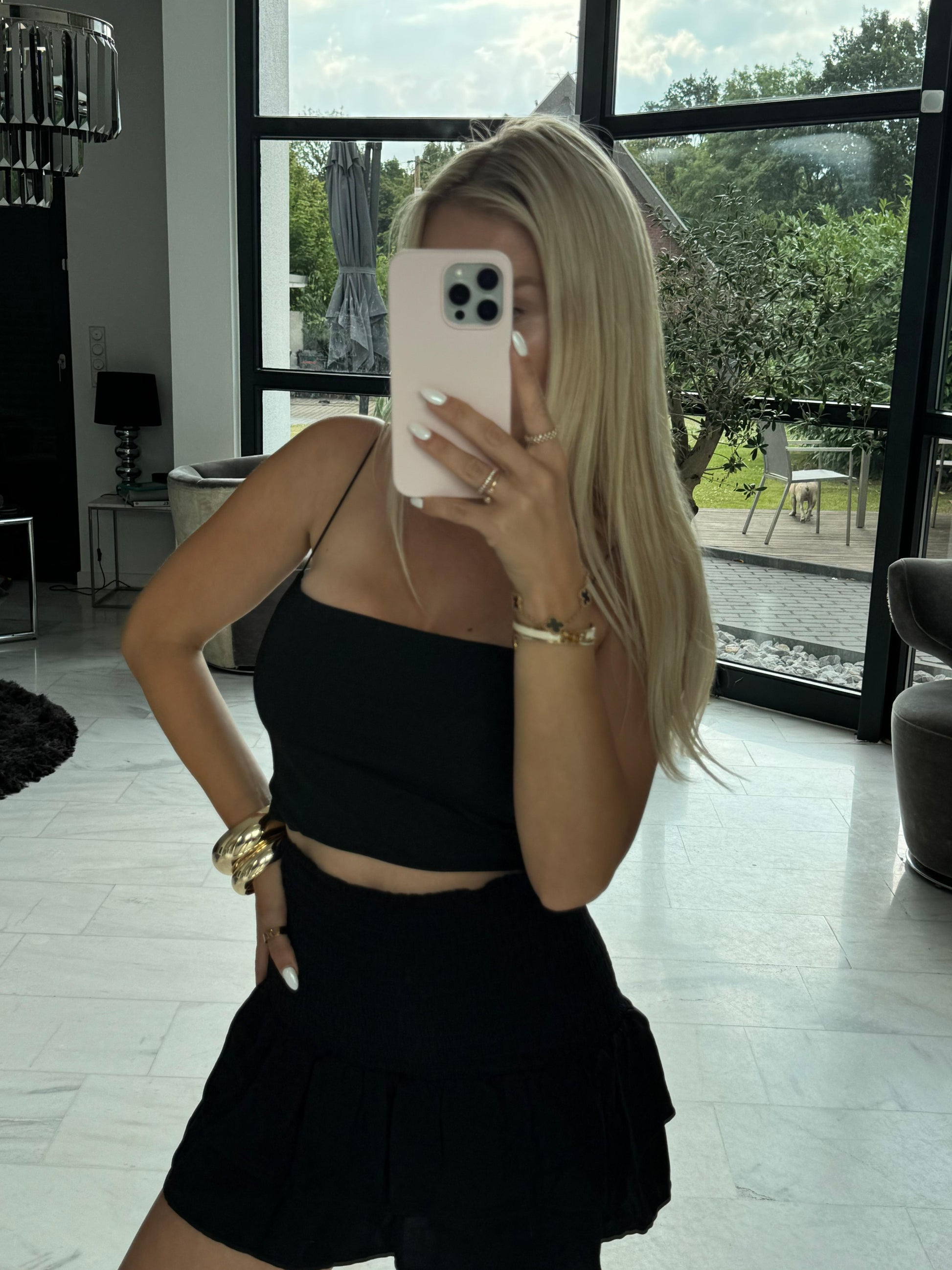 Côte crop top mit dünnen Trägern