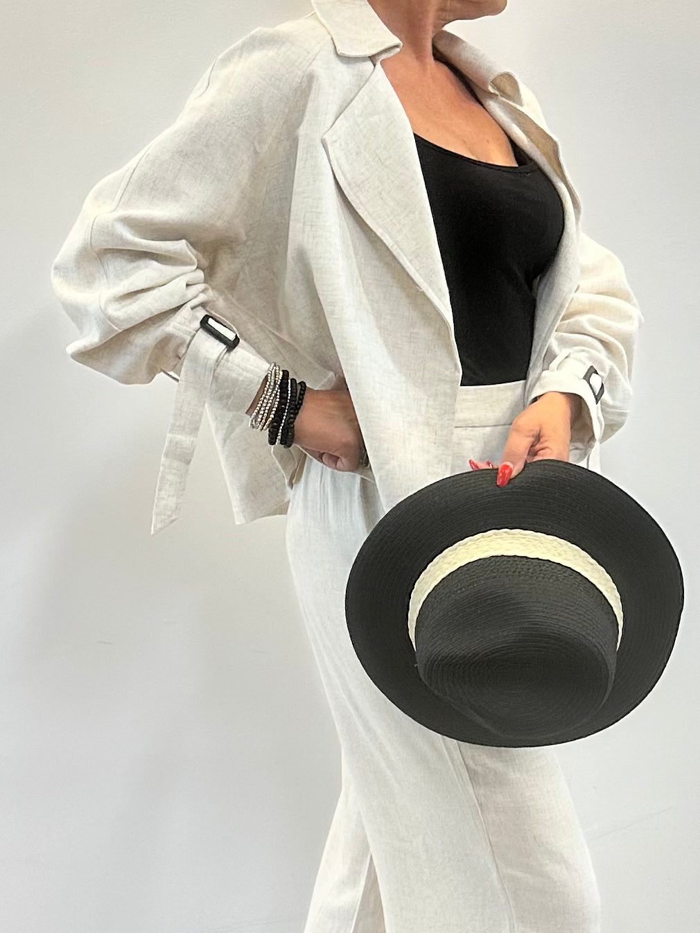 Solène Trench Jacke Linen Look