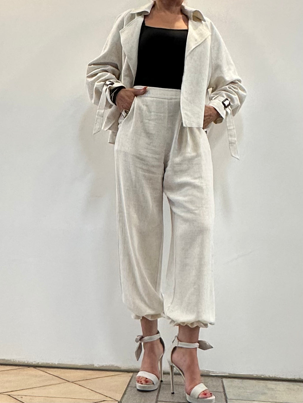 Solène Wide Leg Hose Linen Look