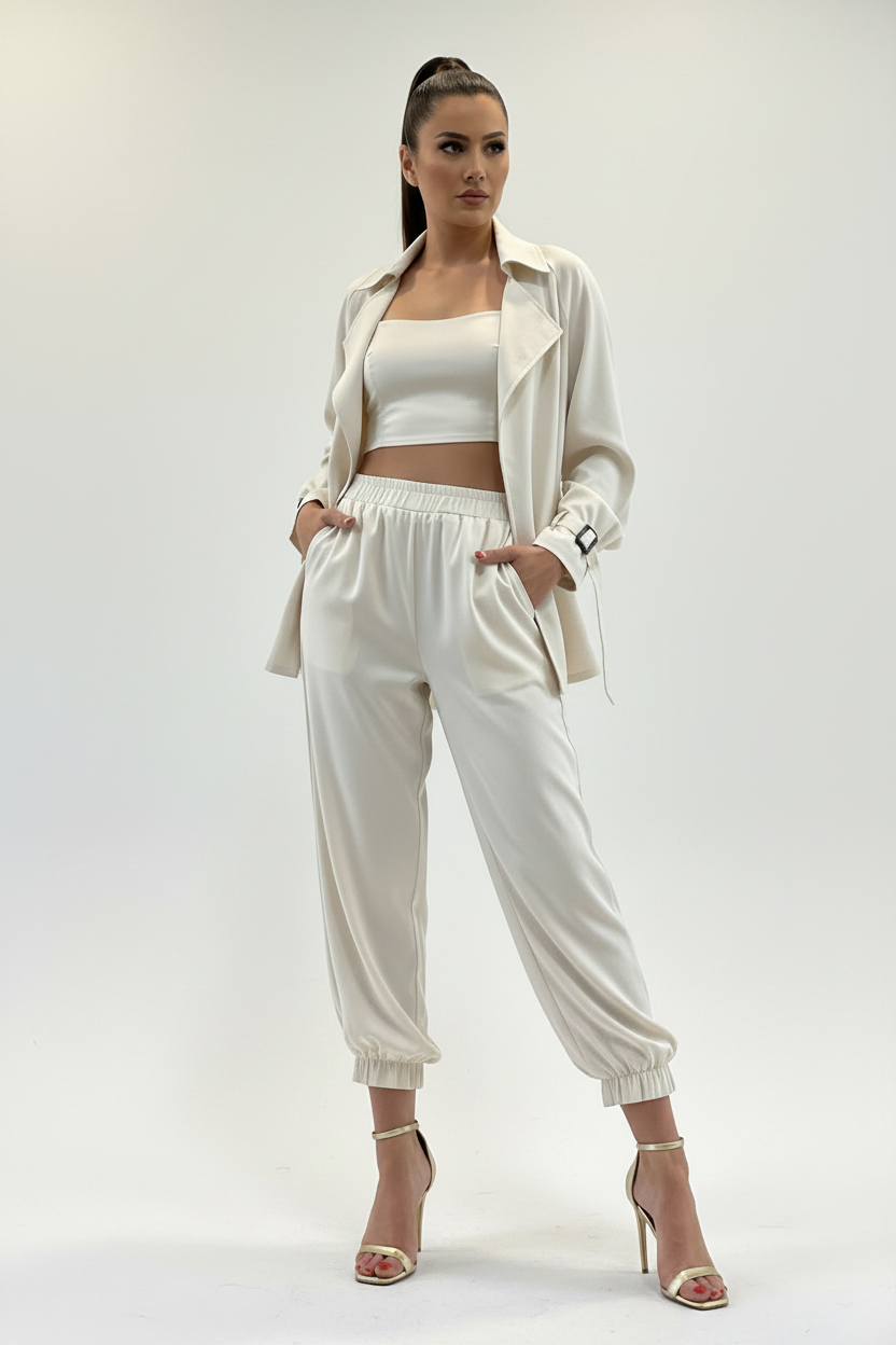 Solène Trench Jacke Linen Look