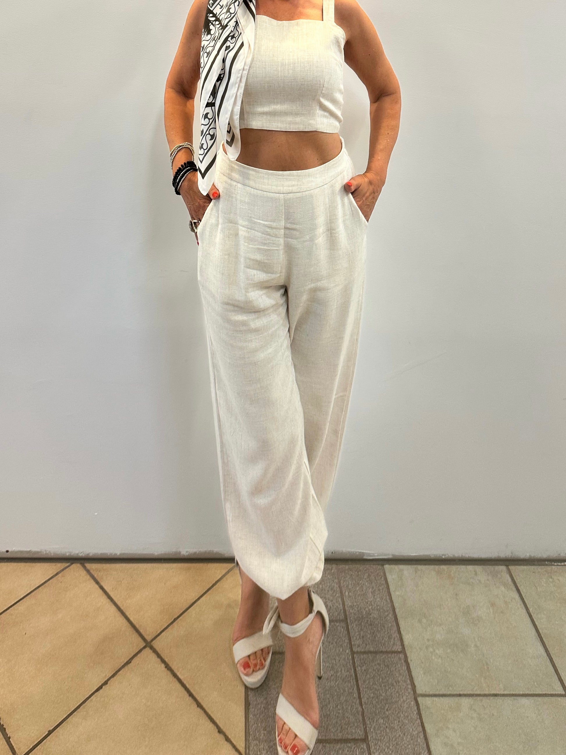 Solène Wide Leg Hose Linen Look