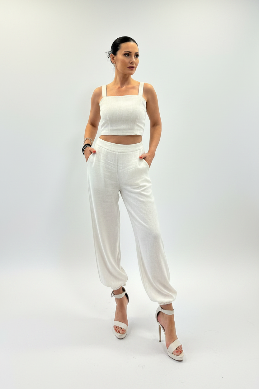 Solène Wide Leg Hose Linen Look