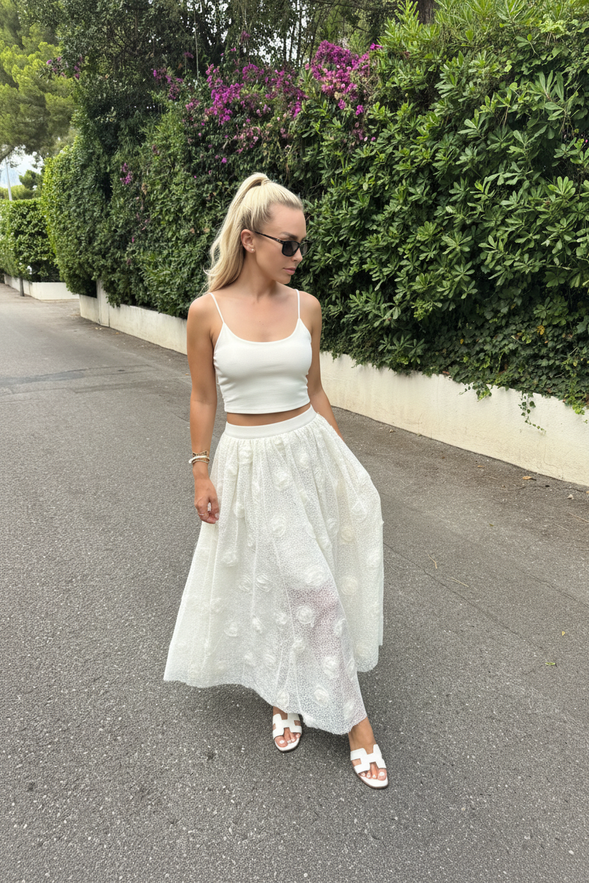 Ivory garden skirt