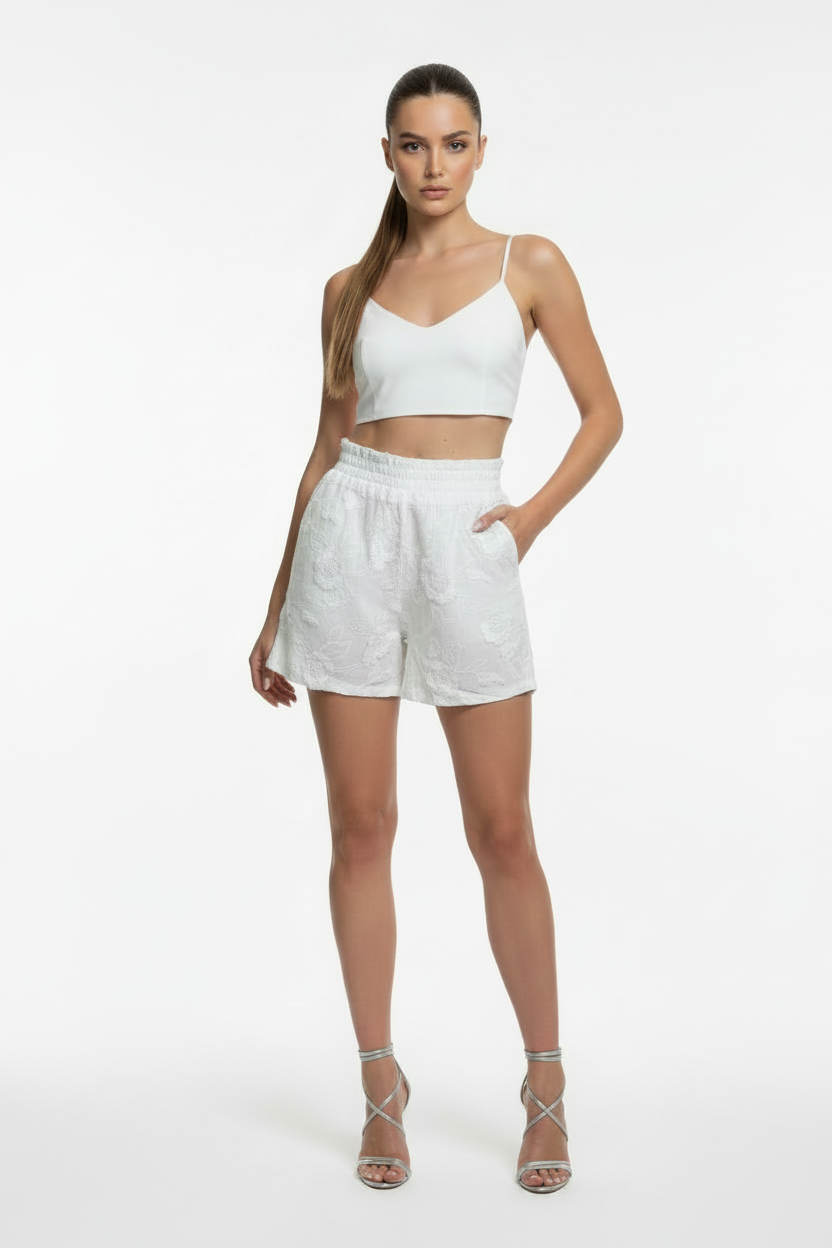Shorts Isla Embroidery white