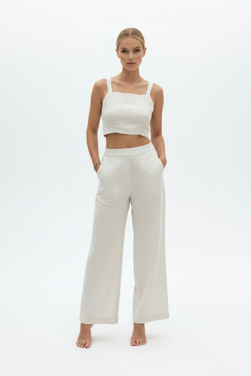 Solène Wide Leg Hose Linen Look