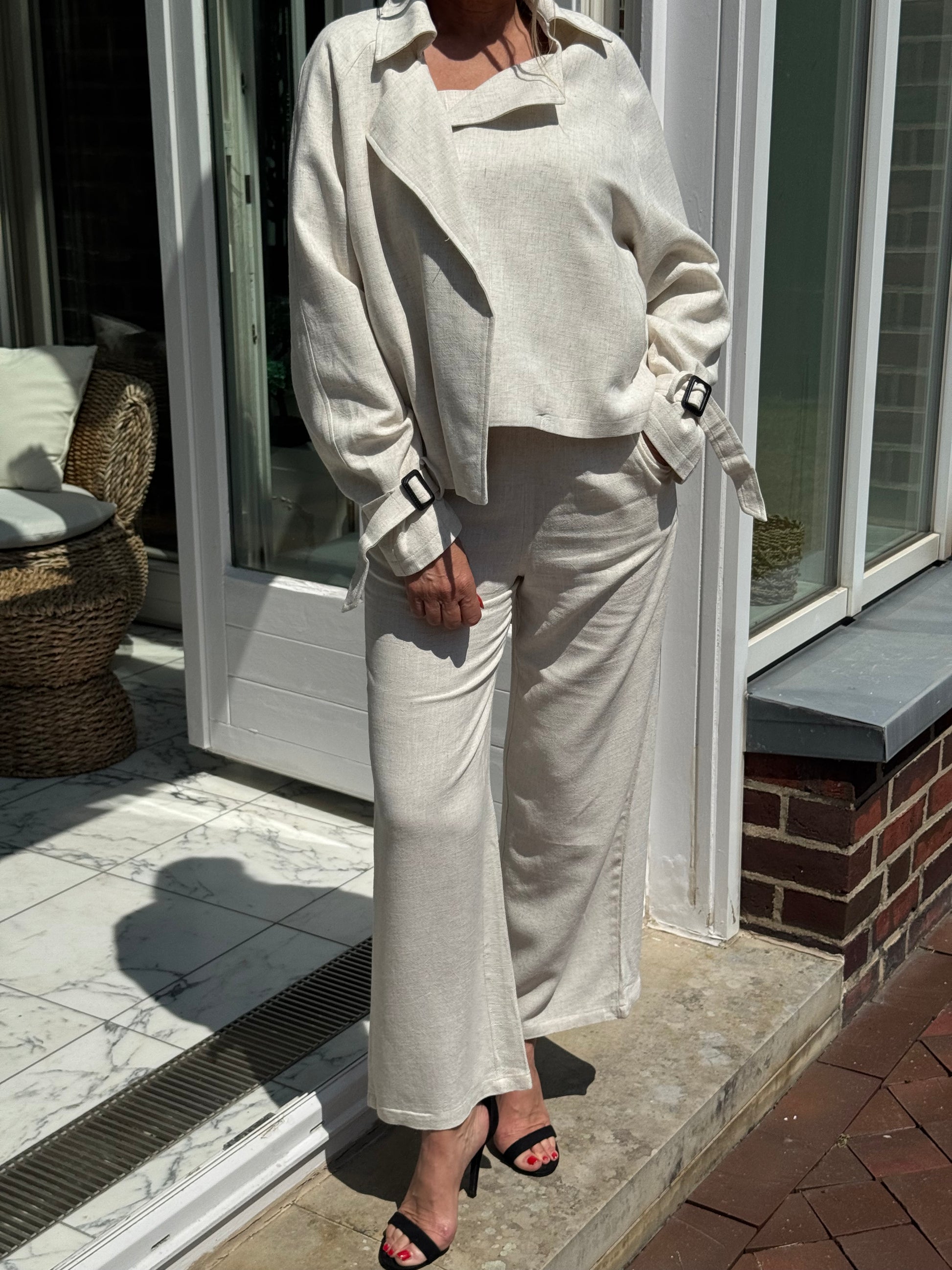 Solène Wide Leg Hose Linen Look